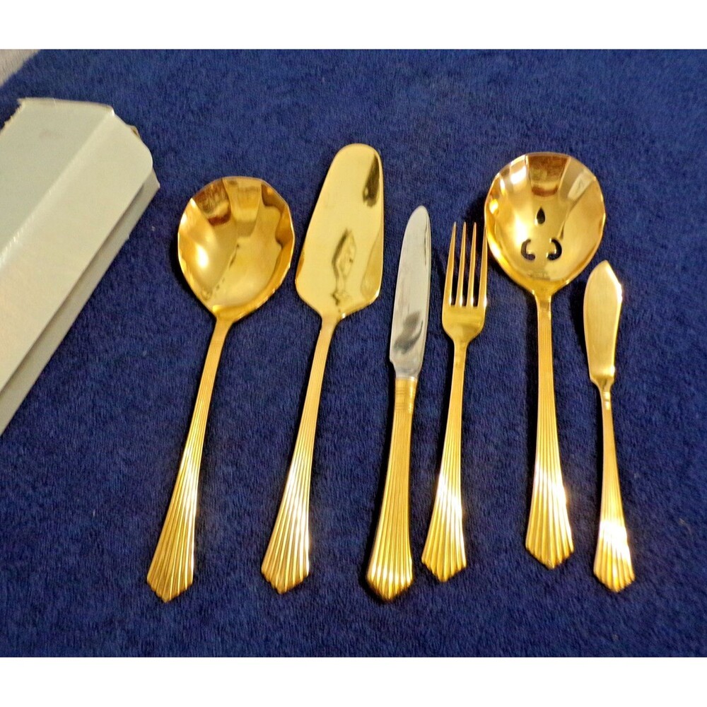 Vintage Gold Toned Retroneu 18-8 Korea Flatware 6 Pieces No 370-006 Beautiful!